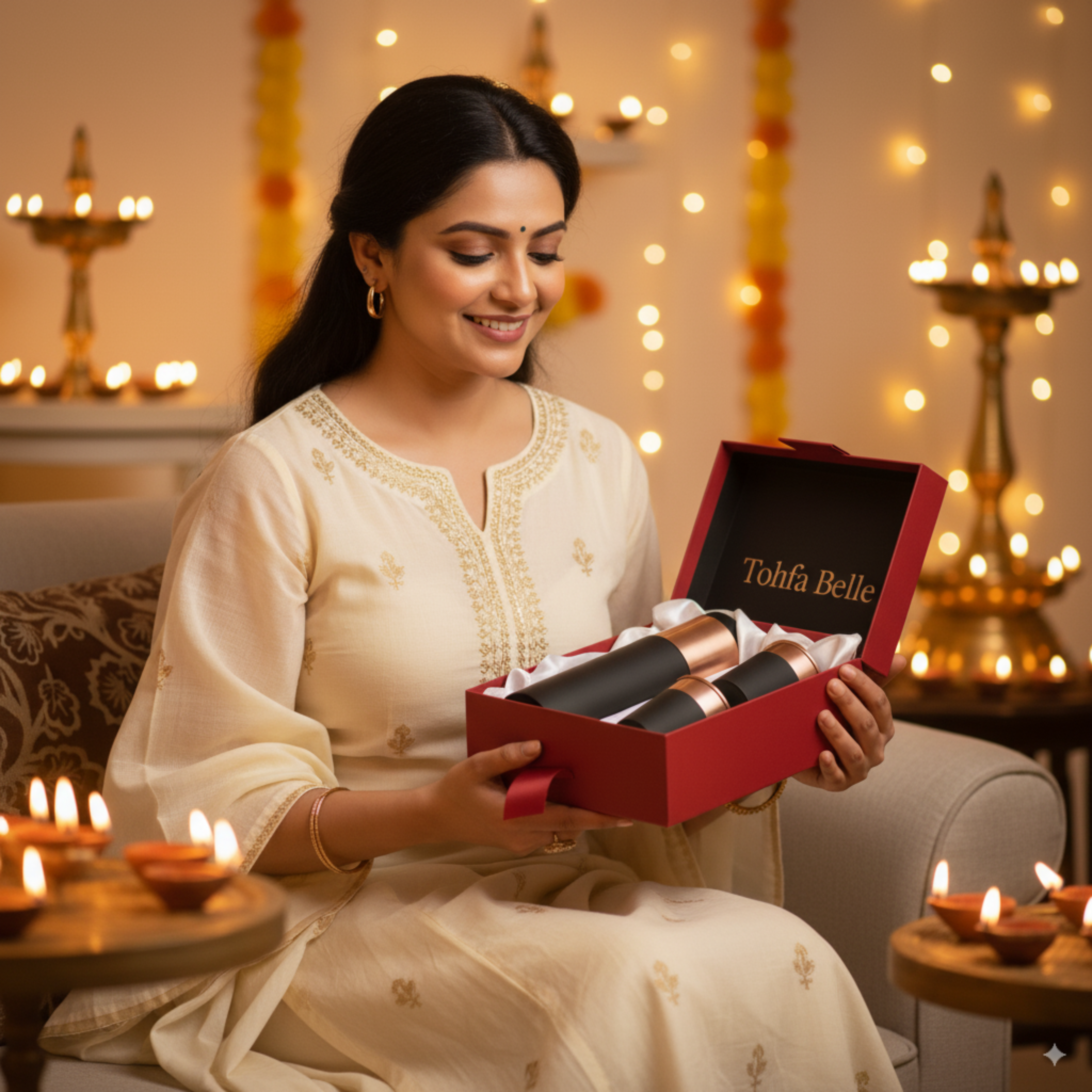 Premium Black Copper Bottle & Glass Set