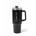 Black Stainless Steel Tumbler with Handle & Straw – 40oz(1200 ml)