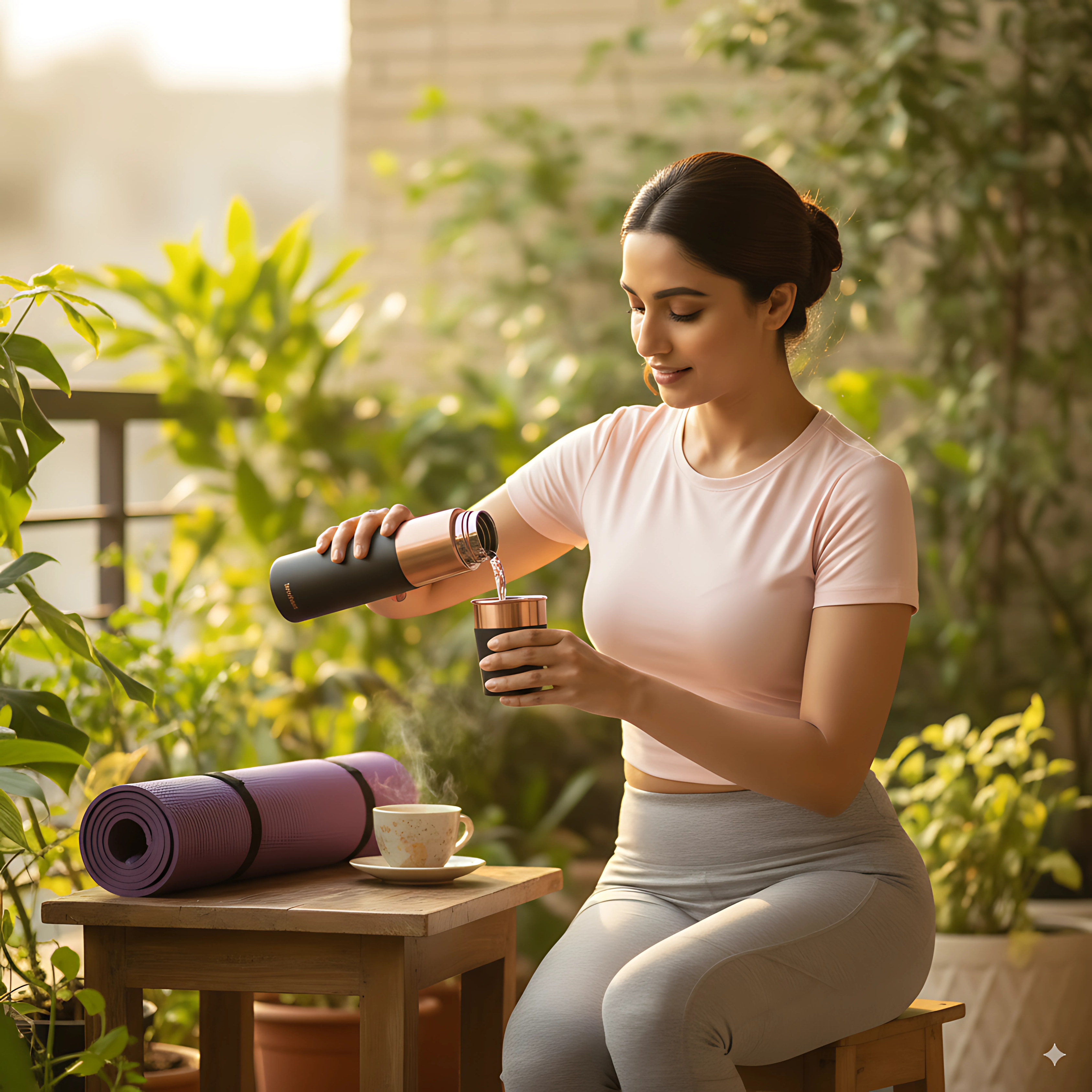 Premium Black Copper Bottle & Glass Set