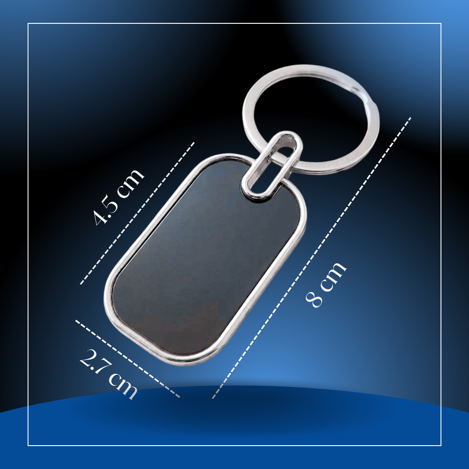 Sleek Black & Silver Rectangle Keychain