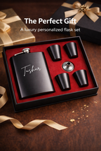 Personalized Matte Black Flask Gift Set (With 4 Glasses & Funnel)