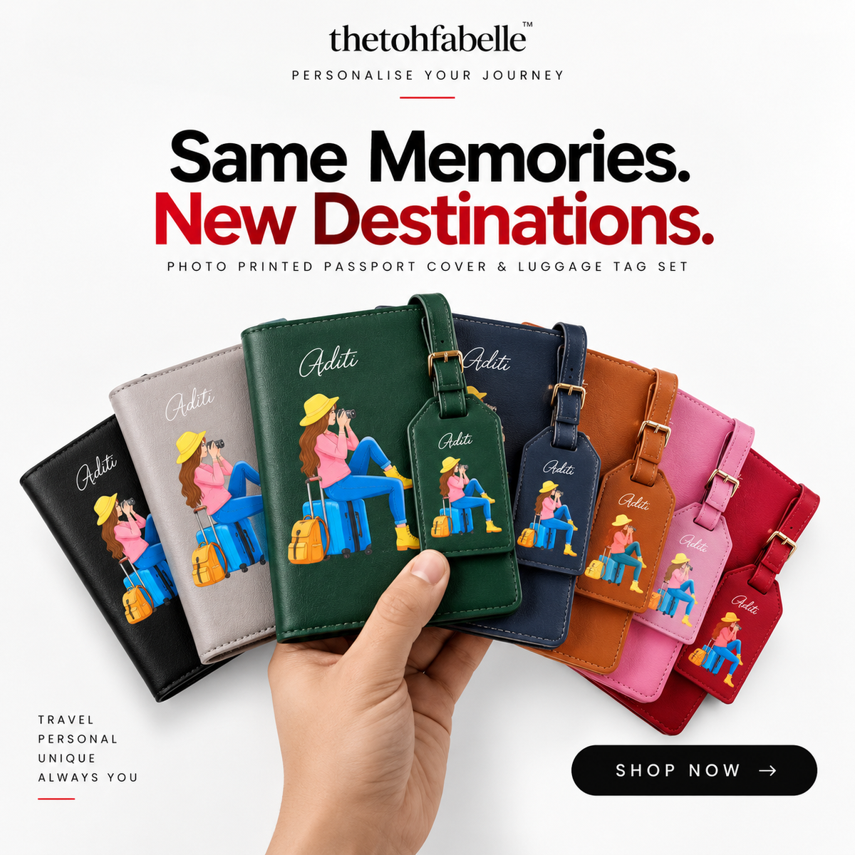 Custom Photo Printed Passport Cover & Luggage Tag Set