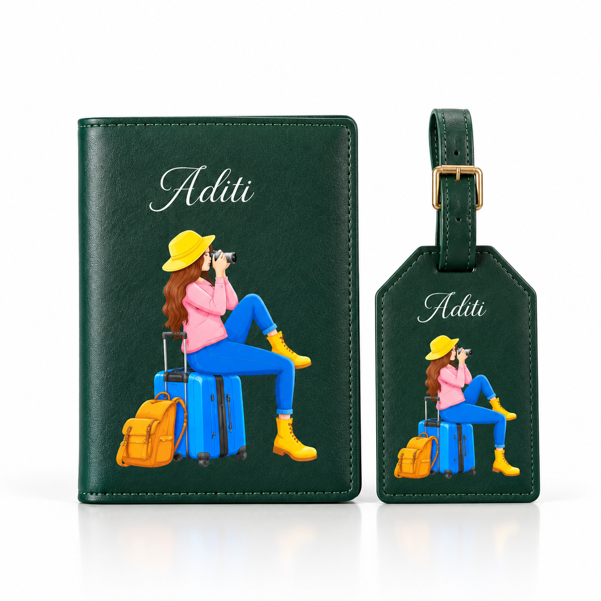 Custom Photo Printed Passport Cover & Luggage Tag Set