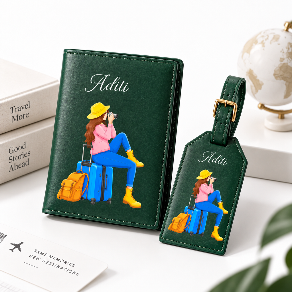 Custom Photo Printed Passport Cover & Luggage Tag Set