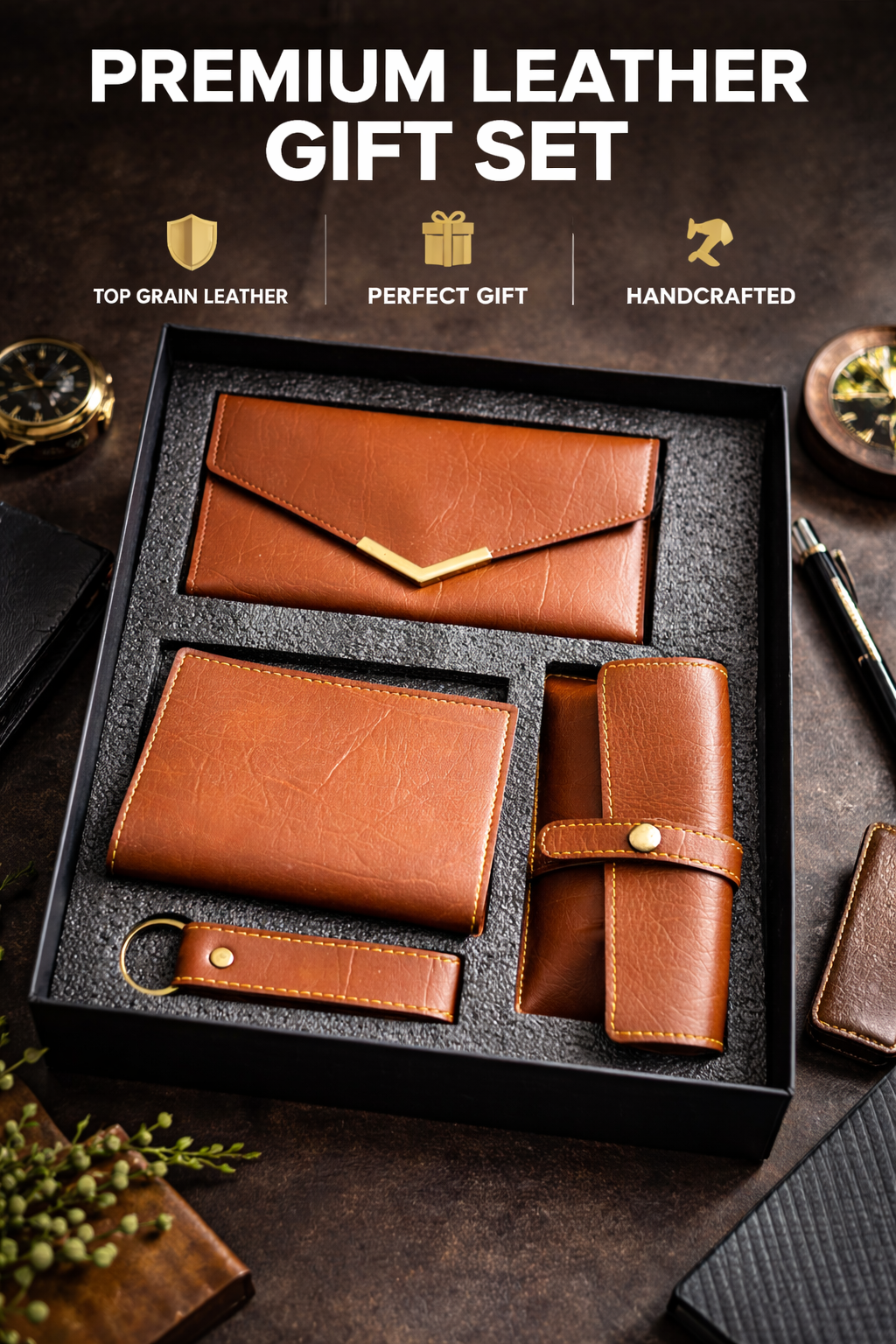 Luxury faux Leather Gift Set – 5-Piece Premium Hamper