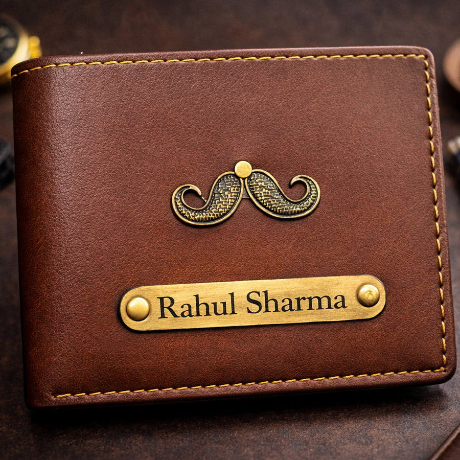 Custom Name Black Wallet with Travel Badges