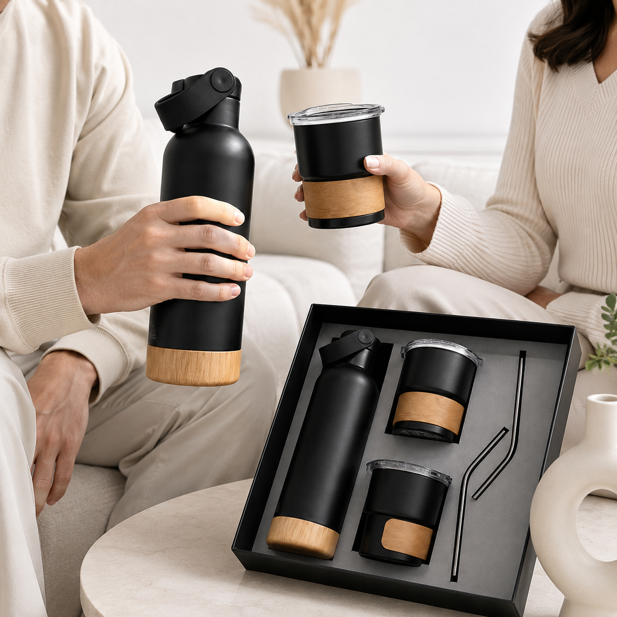 Personalised Elite Matte Black/Wooden | 3-in-1 Set