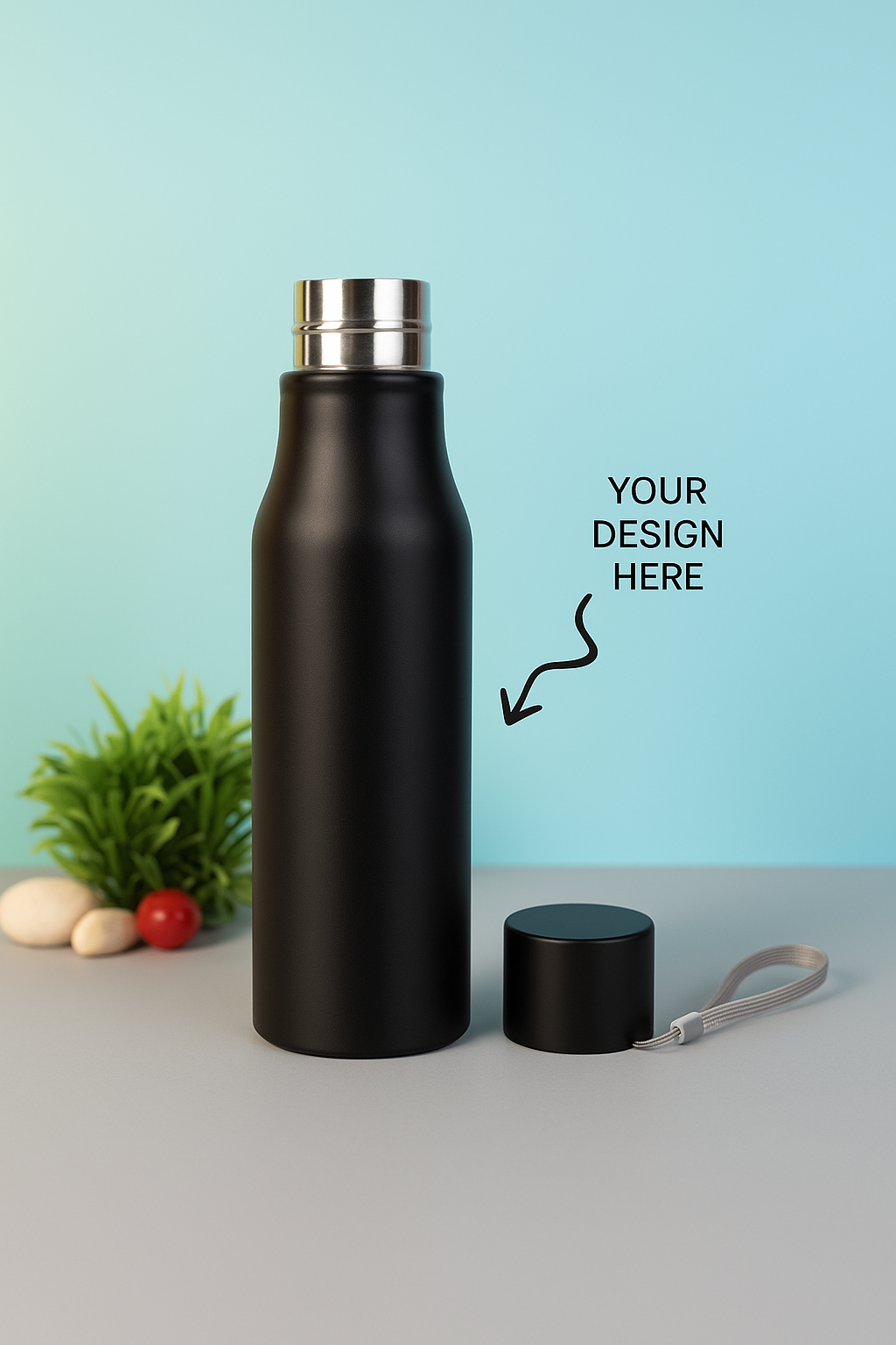 Custom Black Stainless Steel Water Bottle
