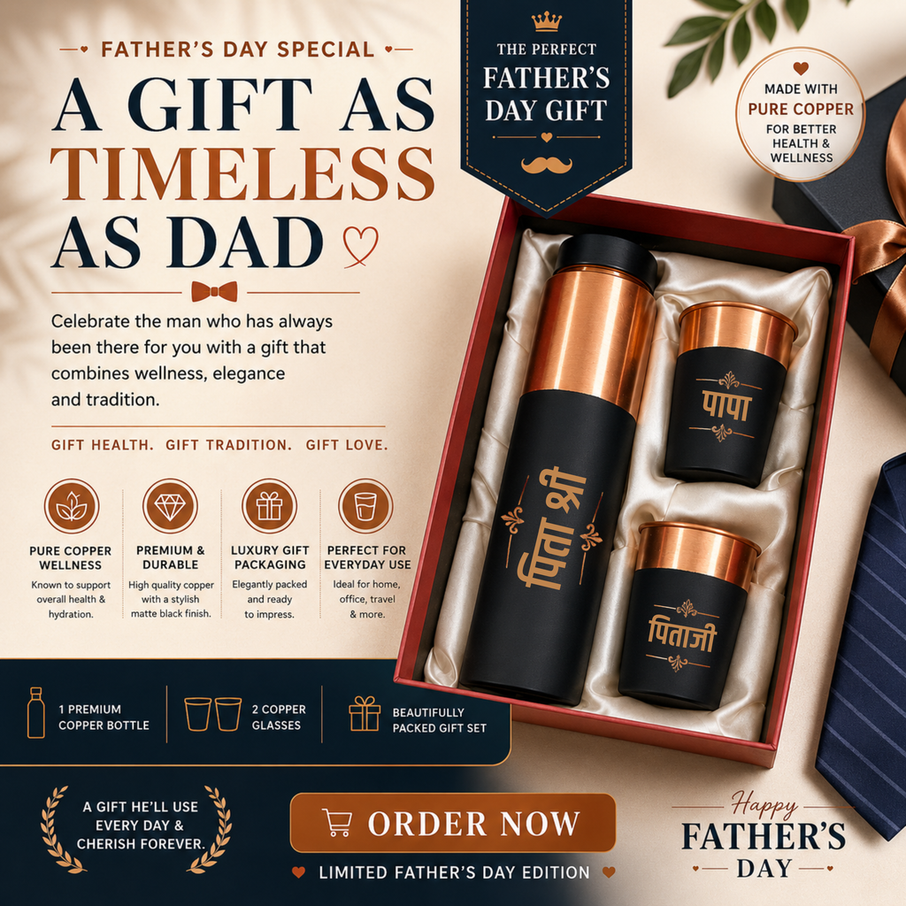 🎁 Personalized Copper Bottle & Glass Gift Set with Premium Gift Box