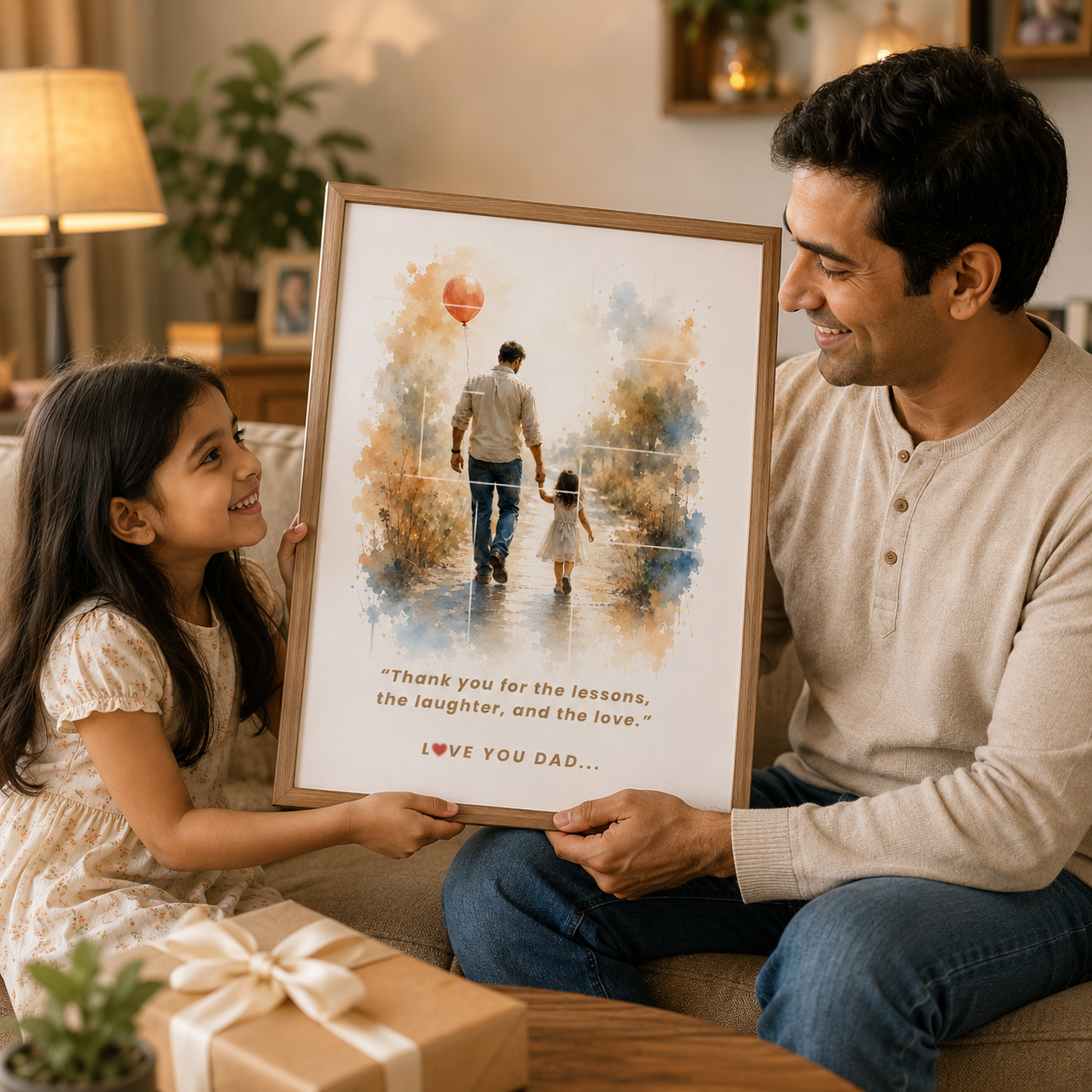 Personalized photo frame with custom photo and message, premium wooden frame, memory keepsake gift for family and loved ones.