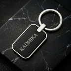 Sleek Black & Silver Rectangle Keychain